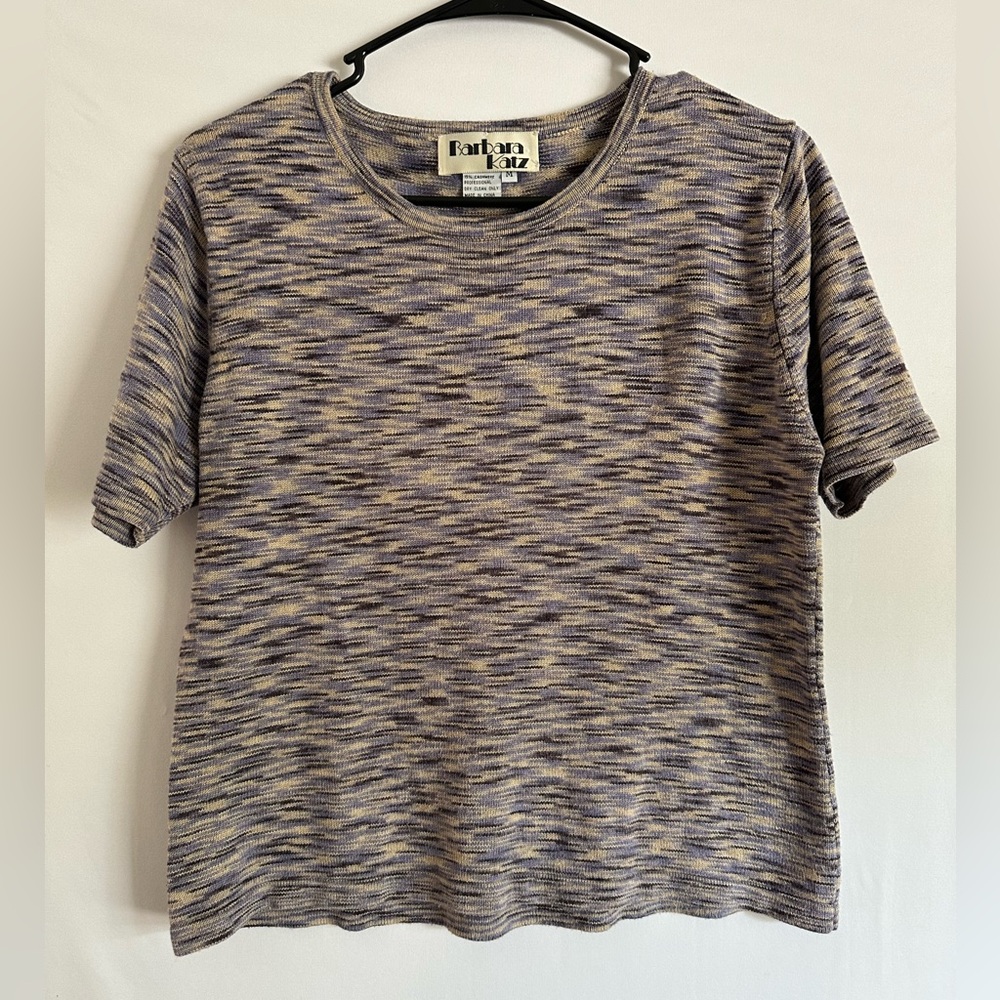 Barbara Katz Sweater Top Womens M Short Sleeve Silk Cashmere